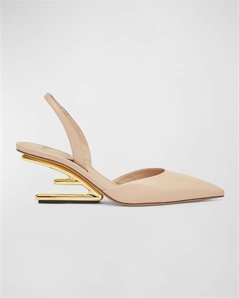 fendi pink sandals leather kitten heel|Fendi slingback heels.